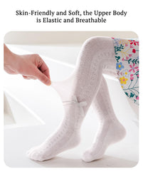 SYGA Baby Girls' Anti-Mosquito Cotton Thin Mesh Stockings with Bow Design, Size M 6-12 Months(White)