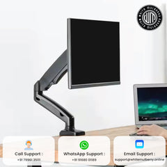White Mulberry |DIY| Heavy-Duty Mechanical Spring Monitor Arm | Desk Mounted Monitor Stand for 17-45 Inch Monitor |16Kg Screen Capacity|VESA 75X75&100X100|Adjustable Desk Mount-(Single Screen)