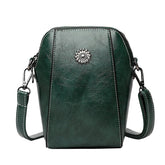 SYGA Women's Soft Leather Crossbody Mini Small Bag Fashion Vertical Style Small Mobile Phone Bag(Dark Green)