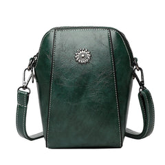 SYGA Women's Soft Leather Crossbody Mini Small Bag Fashion Vertical Style Small Mobile Phone Bag(Dark Green)