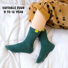 MOMISY 5 Pairs Baby Girl Boys Tube Socks Toddlers Infant Solid Color Boat Spring and Autumn Socks Bamboo Stretch Crew Baby Socks - Multicolor, Extra Large 9 to 12 Years