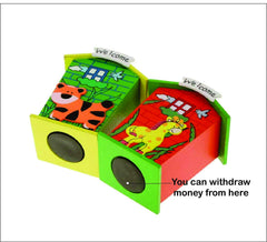 SYGA 1 Piece Small Animal Cartoon Wooden House Money Coin Saving Box Piggy Bank Children Gifts(Random)