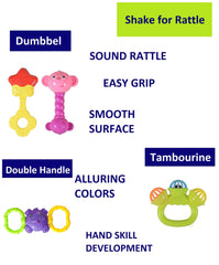 SYGA Colorful 7 Rattles and 1 Teether Toy Set