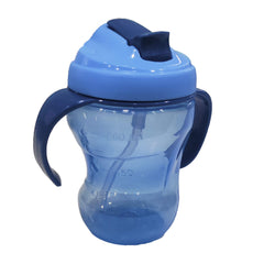 Syga Silicone 260 ml Kids Toddlers Water Bottle Cup, Handle Training Learning Gourd-Shaped Drinking Straw Bottle (Blue)