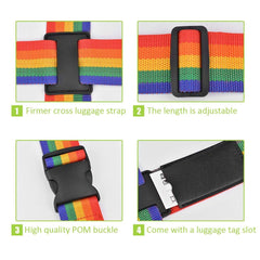 SYGA 1piece Cross Luggage Straps Set, Colorful Adjustable Heavy Duty Long Suitcase Belts