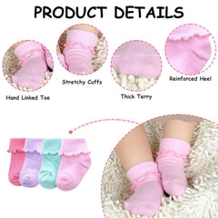 MOMISY Baby Girl Boys Toddlers Infant lace Socks Combed Cotton Stretch-Plain-Multicolour-Set of 4-0 to 1 Year