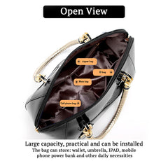 SYGA Gloosy versatile patent leather Women's bags, texture and personality, portable Handbag, Crossbody bag(BLACK)