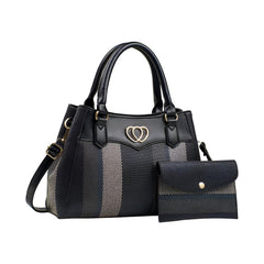 SYGA 2 Pcs Women's Stylish Contrast Color Handbag with Wallet | Medium Tote Bag with Shoulder Strap | Ideal for Daily Use & Gifting