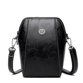 SYGA Women's Soft Leather Crossbody Mini Small Bag Fashion Vertical Style Small Mobile Phone Bag(Black)