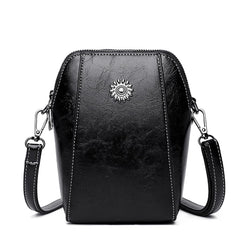 SYGA Women's Soft Leather Crossbody Mini Small Bag Fashion Vertical Style Small Mobile Phone Bag(Black)