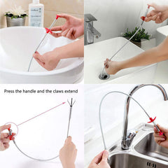 SYGA Drain Sink Snake Clog Cleaning Accessories, Spring Pipe Cleaner Hooks, Multifunctional Stick Cleaning Claw, Sewer Dredging Hair Purifier Extraction Tool for Kitchen, Bathtub,Shower and Sink-150cm