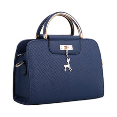 SYGA Women's Handbag Corrugated Fawn Pendant Cute Shoulder Bag Fashionable Style Crossbody Bag(Blue)