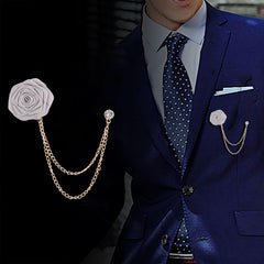 SYGA Rose Flower Brooch Pin for Men & Women,Beautiful Fashion Jewelry with Chain Design(Silver Grey)