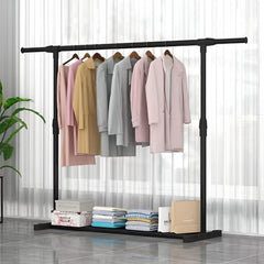 STANSY Garment Rack Freestanding Hanger | Multi-Functional Single Pole Clothing Rack | New Model 90 mm Extendable, 150 cm Long | Heavy-Duty Metal Clothes Stand for Bedroom & Closet