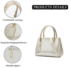 SYGA Women's Glossy Patent Leather Handbag Large Capacity Bag Suitable Gift for a festival,occasion,Birthday(MILKY WHITE)
