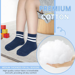 MOMISY Baby Girl Boys children Non Slip Socks Toddlers Infant Warm Cotton Stretch Anti skid Socks-6 Pairs (IN, Age, 12 Months, 3 Years, AS-2Stripe-Boys)