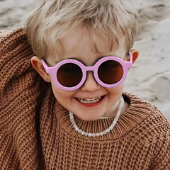 SYGA Kids Goggles, Modern Stylish Eyewears for Boy's and Girls, Round Shape, Suitable for Age 3 to 8 Years - Black Frame Grey Lens