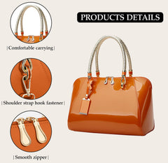 SYGA Gloosy versatile patent leather women's bags, texture and personality, portable Handbag, crossbody bag(ORANGE)