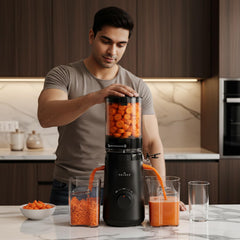SOLARA Cold Press Juicer for Home, Slow Juicer Cold Pressed Machine for Fruits & Vegetables, Masticating Juicer Machine Electric with Reverse Function, High Juice Yield, Easy Clean, BPA-Free, Black