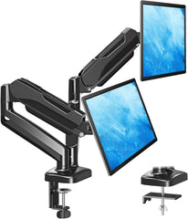MOUNTUP Dual Monitor Stand for Desk, Gas Spring Monitor Arms for 32 27 24 22 Inches, Height Adjustable Double Monitors Mount, VESA Mount with C-Clamp & Grommet Base, Holds 4.4-17.6lbs, Black