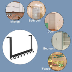 SYGA Hook Behind The Door Free Punching Hanger Clothes Storage Rack Entry Door Hanger Wall Hanging Clothes Hook Door Hanger Over The Door Hook Hanger (6-Hooks Extra Long, Black)