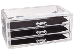SYGA 1 Piece Acrylic 3 Drawers 16 Grid Stackable Cosmetics Makeup Storage Cube Organizer Jewelry Storage Display Box