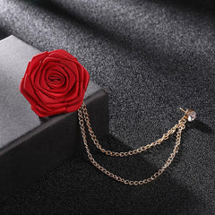 SYGA Rose Flower Brooch Pin for Men & Women,Beautiful Fashion Jewelry with Chain Design(Red)