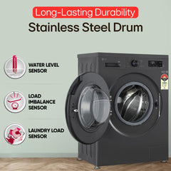 LG 8 Kg, 5 Star, Wi-Fi, Direct Drive Technology, Steam Wash, 6 Motion DD, Fully-Automatic Front Load Washing Machine (FHB1208Z4M, Allergy Care, In-Built Heater, Touch Panel, Middle Black)