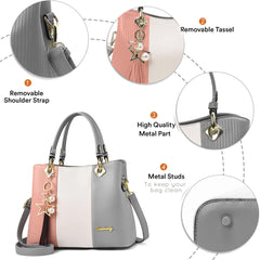 SYGA Handbags for Women with Multiple Internal Pockets in Pretty Color Combination, Women's Satchel Handbag(GREY)
