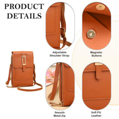 MOMISY Mobile Bag Cellphone Sling Card Holder Wallet Handbag, Transparent Screen, Crossbody Multi-function Shoulder Bag for Girls-Belt (Brown)