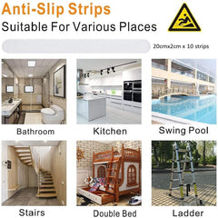 SYGA Polyurethane Anti Slip, Self Adhesive, Shower Stickers for Shower Room Pools Stairs Steps Ladders (Transparent) - Pack of 10 Pcs