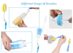 SYGA 3 Pcs Silicone Baby Bottle Brush Set, 360? Rotating Long Handle Water Bottle Cleaner Brush, Teat & Straw Brush Cleaning Cup Brush for Baby Bottles Plastic Bottles Glass Bottles Straws - Pink