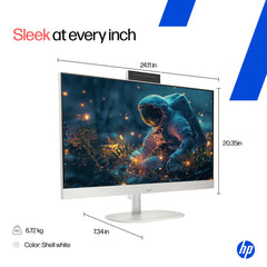 HP All-in-One, Intel Core Ultra 7 155U (16GB DDR5,1TB SSD) IPS, 300 nits, Touch, Anti-Glare, FHD, 27inch(68.6cm), Win11, M365*, Shell White, 6.72kg, FHD IR tilt Camera w/Privacy shuttter, 27-cr1418in