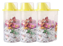 SYGA Medium Cereal Dispenser Jar 1900ml Set of 3 Multi Purpose Storage Container Idle for Kitchen-Storage Box Lid Food Rice Pasta Container(Medium,Yellow)