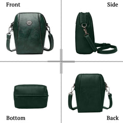 SYGA Women's Soft Leather Crossbody Mini Small Bag Fashion Vertical Style Small Mobile Phone Bag(Dark Green)