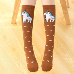 MOMISY 1 Pair of Baby Spring Winter And Autumn Combed Cotton Long Tube Knee-High Socks Suitable Age of 3 to 12 Years (IN, Age, 3 Years, 12 Years, BrownPony)