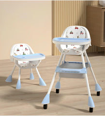 SYGA Adjustable High Chair for Baby Kids Safety Toddler Feeding Booster Seat Dining Table Chair with Wheel and Cushion Anti-Slip Removable Baby Chair (Pack of 1 - Black)