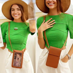 MOMISY Women Cellphone Sling Bag Card Holder Wallet Purse Clutch Handbag Crossbody Shoulder Bag for Girls (Brown)