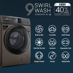 IFB 8 Kg 5 Star, DeepClean® Technology, AI Powered, WiFi, Fully Automatic Front Load Washing Machine (SENATOR MBN 8012 CMS, PowerSteam®, 9 Swirl, Steam Refresh, Inbuilt Heater, Eco Inverter, Mocha)