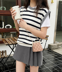 SYGA Sweet Lipstick Bag For Girls & Women Small Bag, Makeup Storage Bag With Rhombus Chain (White)