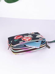 SYGA Women's Clutch Canvas Art Three-Layer Long Wallet Women's Handbag Large Capacity Key Coin Purse Casual Mobile Phone Bag