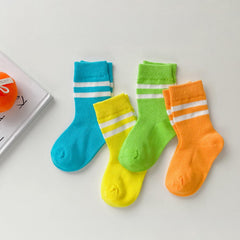 MOMISY Striped Tube Ankle Socks for Toddlers, 4 Pairs, Boys and Girls (IN, Age, 12 Months, 24 Months, 4B)