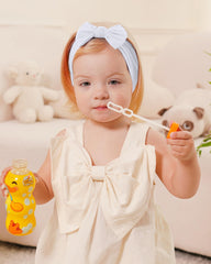 SYGA 3 Pcs Baby Headband Cotton Bow Stretchable Hairband for Newborn Infant Toddlers Kids 0-3 Year- Dotted Blue