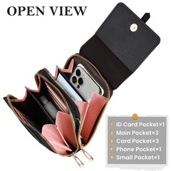 MOMISY Mobile Bag Cellphone Sling Card Holder Wallet Handbag, Transparent Screen, Crossbody Multi-function Shoulder Bag for Girls-Belt (Black)
