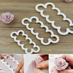 Syga 3pcs Cake Decoration Mold, DIY One-Piece Molded Fondant Roses Printing Mould Tool Set, Food Grade Cutter Modeling Tools for Christmas Party Wedding Cake in Mould Dessert Decorators, White