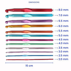 SYGA 12pcs Crochet Hooks Set, Aluminium Knitting Crochet Needle Kit, Hand Knitted Sewing Kit Diy Weave Yarn Craft Tool To Knit Hats, Socks, Sweaters, Purses, Sling Bag, Booties-Multicolour, 2mm to 8mm
