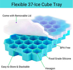 SYGA Soft Honeycomb Ice Cube Tray Silicone Ice Mould Easy Release Chocolate Mould with Lid (Random Color)