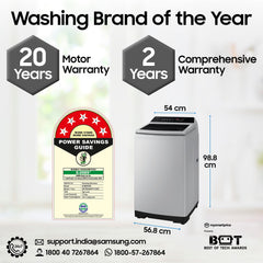 Samsung 7 kg, 5 Star, Eco Bubble Technology, Digital Inverter Motor, Soft Closing Door, Fully-Automatic Top Load Washing Machine (WA70BG4441YYTL, Lavender Gray)