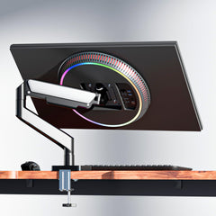 Flowlyf Premium Gas Spring Monitor Arm | 17-32" Screen Monitor VESA Mount |Gorgeous Black & White Color Combo| Height Adjustability | 360 Degree Rotation | 10kg Weight Capacity | 2 Way Wire Manager