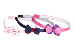 SYGA Bow and Flower Headband Thin Hair Wrap Cross Knot Fashion Hair Accessories-Infant Toddler Teens Kids & Girls-3pcs, NavyGrid Flower & RosePurple